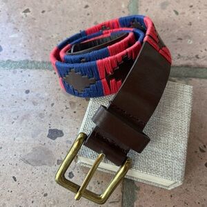 Brown Navy and Red Polo Belt